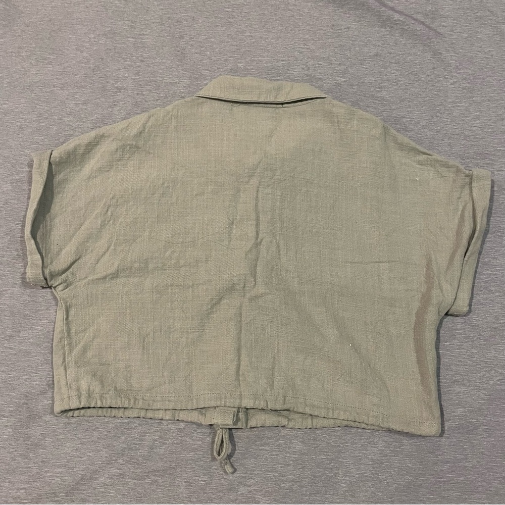 Better/Together Casual Sage Green Button-Up Crop Top Size Large - Picture 6 of 6
